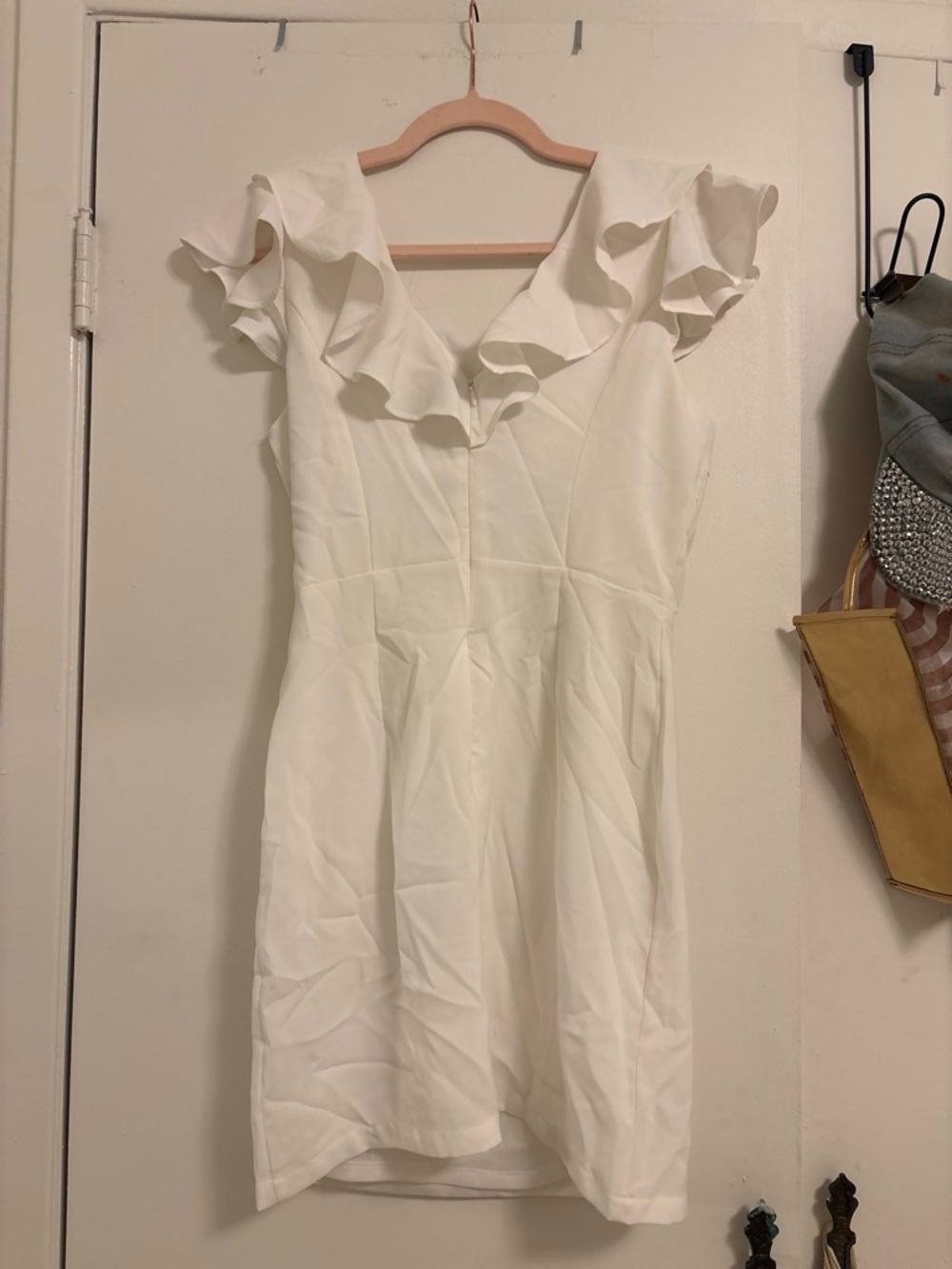 TCEC White Ruffle-Neck Mini Dress - Picture 2 of 4